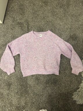 Aritzia Babaton Heathered Lavender Cropped Rib Knit Crewneck Sweater